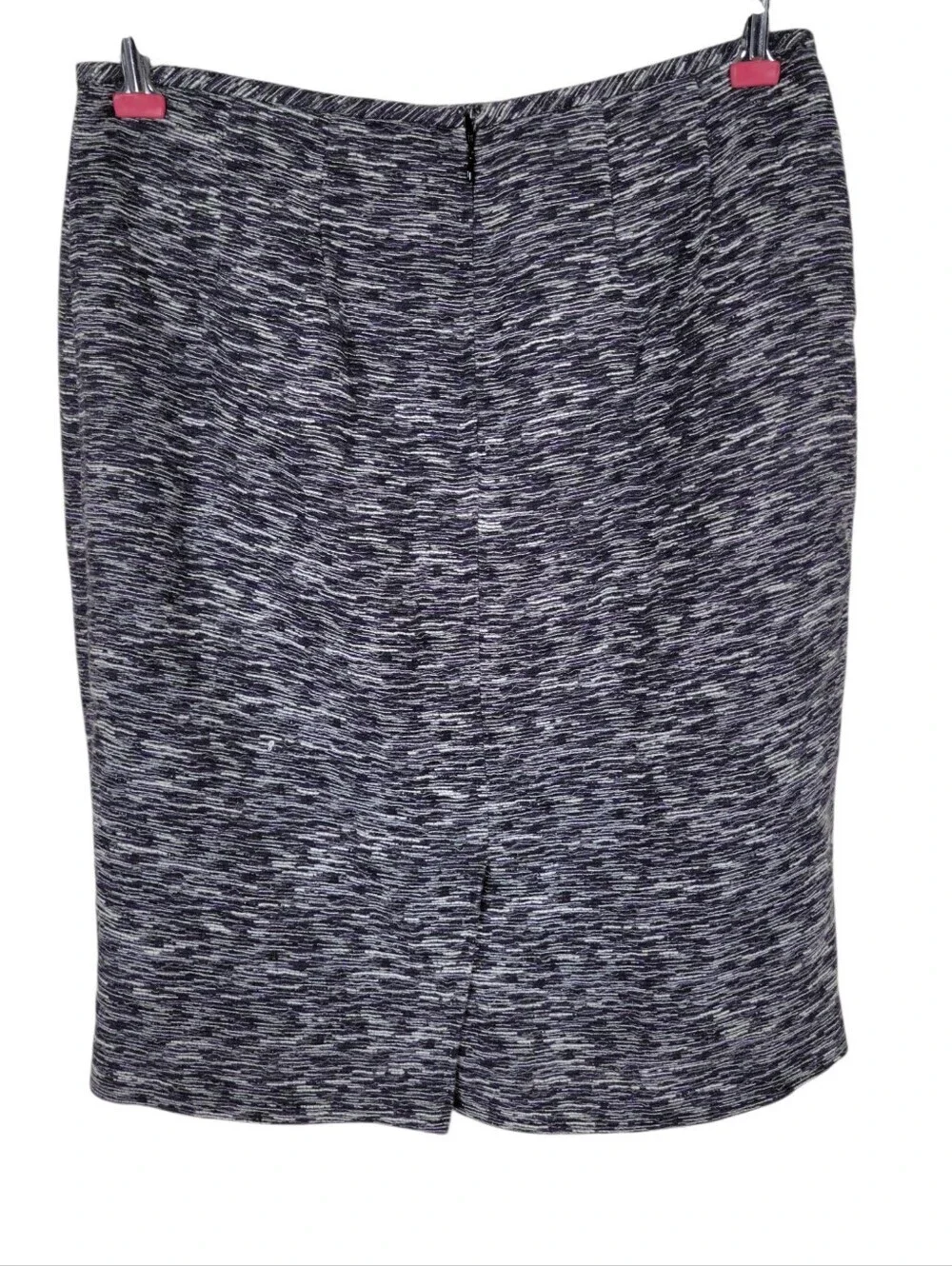 Calvin Klein Tweed Skirt Suit Size 6 Purple Black White Vented Cotton Linen Poly